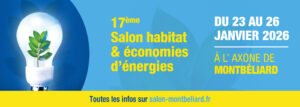 Affiche du 17ᵉ Salon Habitat & Économies d’Énergies – du 23 au 26 janvier 2026 à l’Axone de Montbéliard.