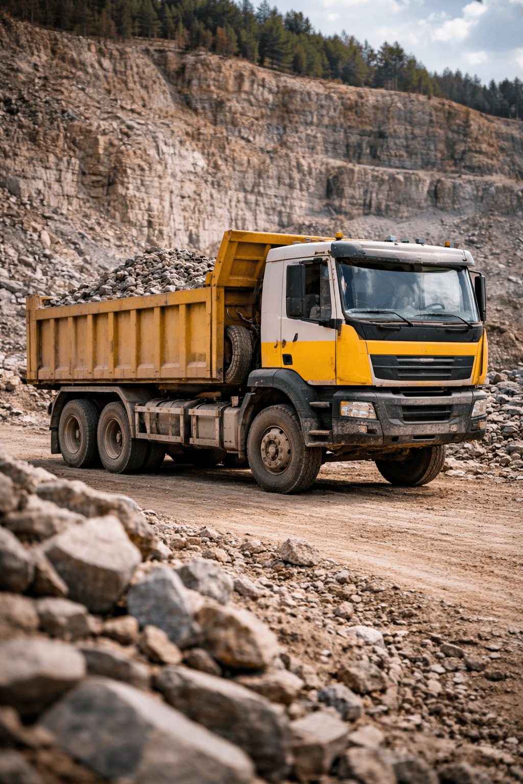 conducteur carrière site extraction matériaux engins chantier
