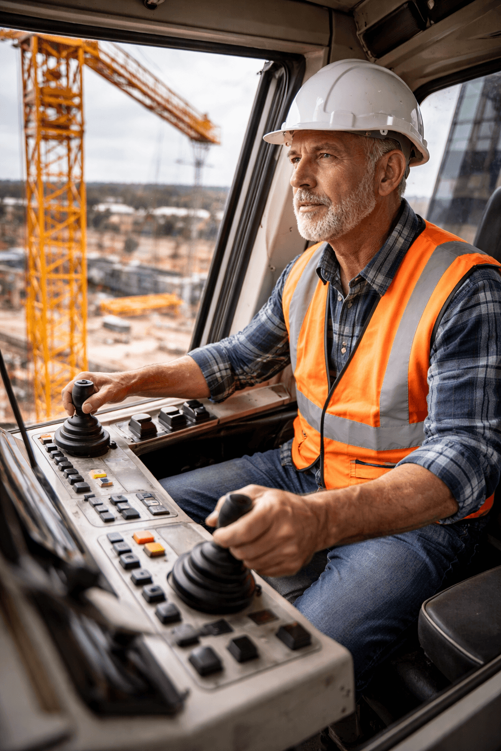 conducteur de grue chantier levage charges lourdes bâtiment