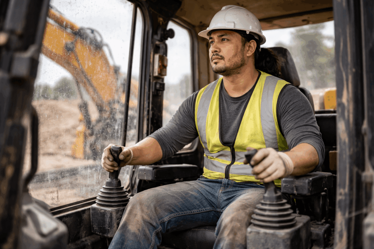 conducteur d'engins chantier pelle bulldozer travaux publics