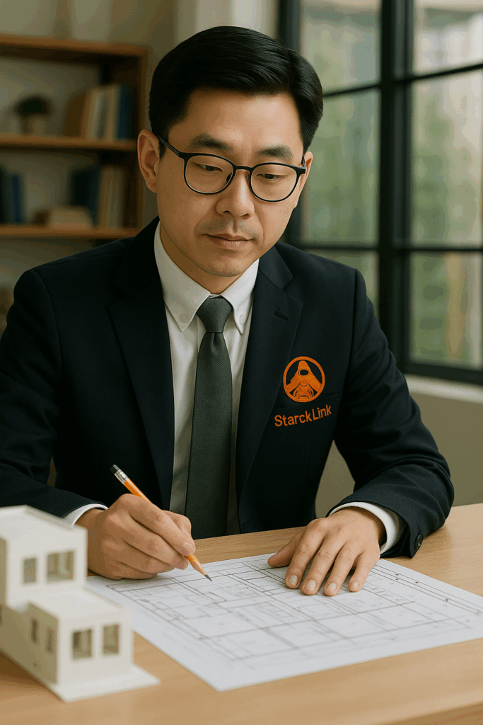 Architecte au travail sur des plans