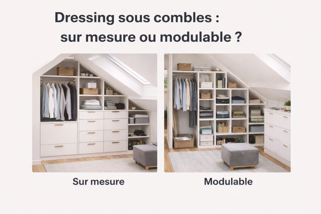 Dressing sous combles sur mesure et dressing modulable adaptés aux espaces sous pente
