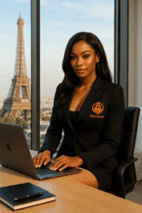 Courtier en travaux en rendez-vous client avec présentation de devis et plans de rénovation