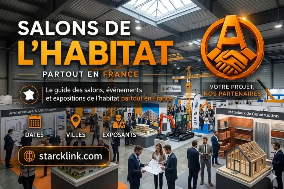 Affiche générale des salons de l'habitat en France présentés par Starklink en attendant les bannières officielles des événements.