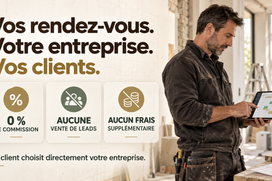 Artisan BTP utilisant l’agenda de prise de rendez-vous StarckLink